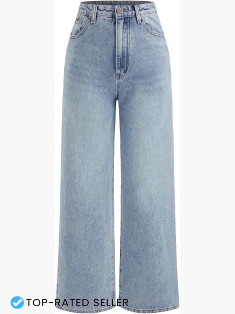 High Waisted Wide Leg Denim Pants Straight Leg Boyfriend Jeans Trendy Casual